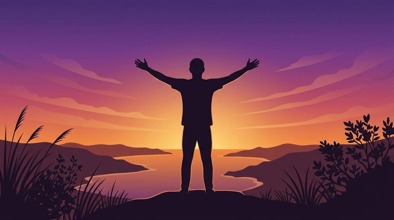 Lifestyle silhouette at sunset - plant extract supplement for everyday energy